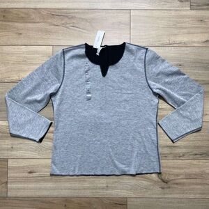 Alfani Intimates Womens Reversible‎ Long Sleeve Pajama Top Size XL Gray & Black
